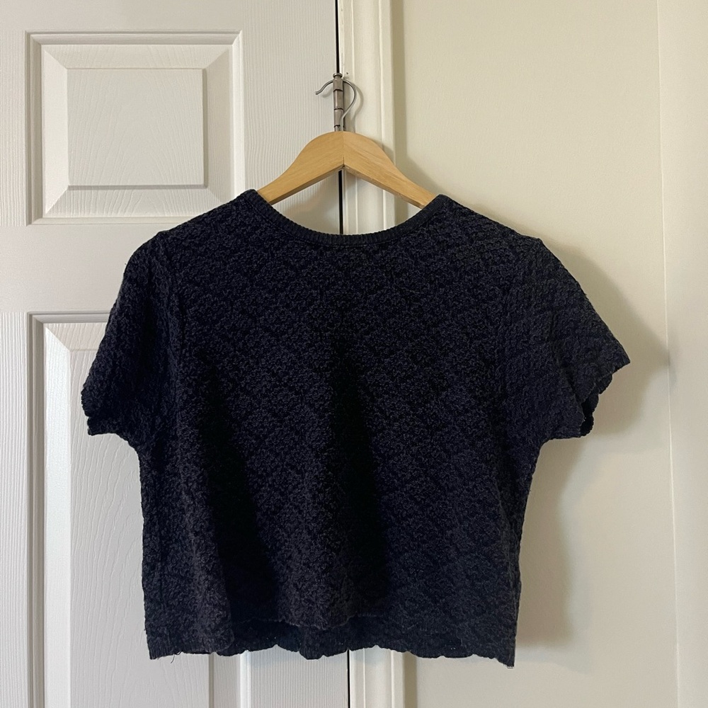 Navy Crochet Crop Top